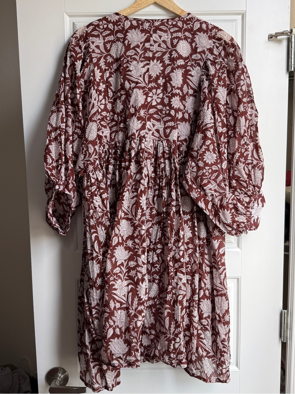Daughters of India Brown and White Floral Tiered Mini Dress - Picture 6 of 6